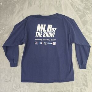Sony Playstation MLB The Show 2007 Mens Long Sleeve Shirt XXL Navy Blue Logo